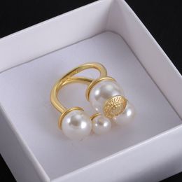 Pearl Rings 18k Gold Nail Ring Stones Couple Lovers Ring Titanium Steel Diamond Ring