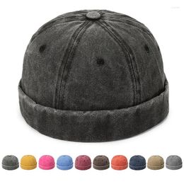 Berets Vintage Men's Summer Cotton Brimless Cap Street Portable Docker Hats Multipurpose Beanie Hat Hip Hop Japanese INS