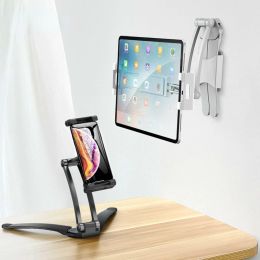 Stands Aluminum Kitchen Desktop phone Tablet Holder Stand Flodable Adjustable 513 inch Tablet Phone Desktop Mount For iPad Pro 12.9