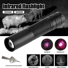 Scopes 850nm/940nm Infrared Hunting Flashlight Adjustable Focus Zoomable IR Torch Infrared Radiation Weapon Light Night Vision Devices