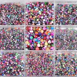 90pcsLots Mixed Acrylic Assorted Ball Tongue Nipple Bar Ring Barbell Piercing Stainless Steel Body Jewellery Wholesale 240409