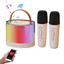 Microphones Wireless Speaker Portable Microphone Karaoke Machine LED With Carrying Handle For Home Kitchen Outdoor Travelling