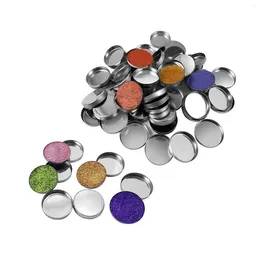 Storage Bottles 50pcs Empty Refillable Square Round Metal Pans Tins For Eyeshadow Blush Makeup Palette Lipstick Highlight Organiser