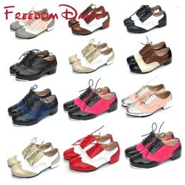 Dance Shoes Cowhide Leather Vintage Tap Flamenco Dancing For Children Men Women Aluminium Taps Included 26-46