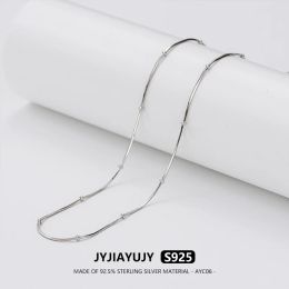 Necklaces JYJIAYUJY 100% Sterling Silver S925 Necklace 40/45/50CM Snake Chain With 1.5MM Ball Rhodium Plated Jewellery Gift Daily AYC06