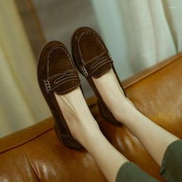 Casual Shoes Genuine Leather Spring Real Loafers Women Classic Concise Low Heel Female Outdoor Career Soft Sole Daily