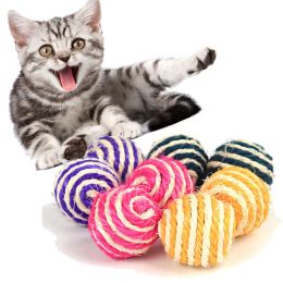 Toys Colourful Sisal Cat Braided Knot Toy Pet Sisal Rope Weave Ball Teaser Play Chewing Rattle Scratch Catch Resistant Molar Toy