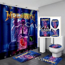 Shower Curtains Band 3D Print Waterproof Bathroom Curtain Anti-slip Bath Mat Set Toilet Rugs Carpet H01