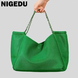 Evening Bags Nylon Mesh Handbag For Women Cloth Quality Big Tote Casual Light Square Fahsion Chian Shoulder Large Capacity Bolsas