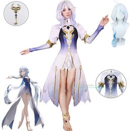 Anime Costumes Furina Cosplay Game Genshinimpact Focrs Cosplay Come Fontaine Water God Come Focrs Dress Wig Full Set Anime Suits Y240422