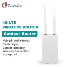 Routers TIANJIE Waterproof Outdoor 4G CPE Router 150Mbps CAT4 LTE Routers 3G/4G SIM Card WiFi Router for IP Camera/Outside WiFi Coverage