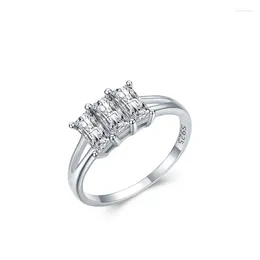Cluster Rings S925 Sterling Silver Ring For Women Amazon Cross Border Fashion Rectangular Simulated Diamond