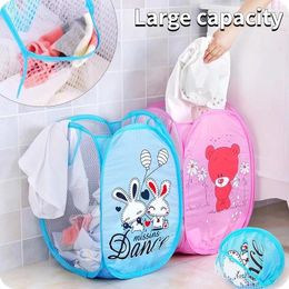 Laundry Bags Folding Hamper Cartoon Up Basket Open Mesh Dirty Sorting Kids Toys Sundrie Home Storage Box Organizer