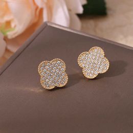 Designer Original New Van High Edition Lucky Clover Womens S925 Silver Natural Earrings Alloy Fashion Jewelry