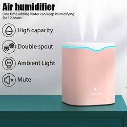 Luftfuktare 2000ml USB Air Firidifier Dual Spray Port Essential Oil Aromaterapy Deodorant Cold Fog Generator Home Office Atomizer Purification Y240422