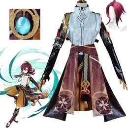 Anime -Kostüme Spiel Genshin Impact Shikanoin Heizou Cosplay Come Per Wig Full Set mit Accessoires Hallown Party kommen Cosplay Outfits Y240422