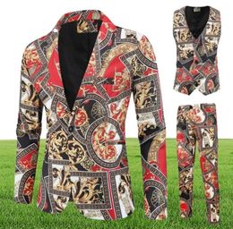 xury Men Suit 3 Piece Fashion Business Party Mens Paisley Formal Suits Sets Jacket Vest Pants Slim Fit Dress Men Clothing1964757
