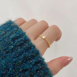 Cluster Rings Thin Dainty Simple Chain Ring For Women Adjustable Fashion Crystal Gold Color Slim Finger Jewelry Drop KAR354