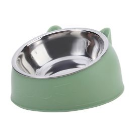 Supplies 1pc Cat Bowl Lovely Creative Inclined Kitten Puppy Food Feeding Bowls Stainless Steel Cats Drinking Feeder Pet Dogs Cats Feeders