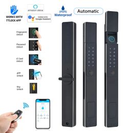 Control TTLock Automatic Smart Door Lock Support Alexa Waterproof Outdoor Fingerprint Remote Control Bluetooth RFID Code Keyless