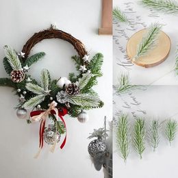 Decorative Flowers 10pcs Christmas Pine Branches Artificial Plants Xmas Tree Ornament Wedding Home DIY Handcraft Gift Box Fake Needle