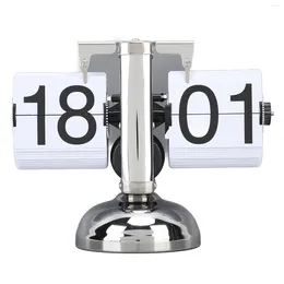 Table Clocks 24 Hours Flip Clock Large Number Battery Powered 304 Stainless Steel Tabletop Retro Page Flipping For Home Office