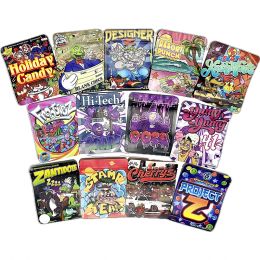 Cartoon Designs Hologram Mylar Bags 3.5 Foil Resealable Pouches With Zipper Custom Printed Empty Plastic Pack