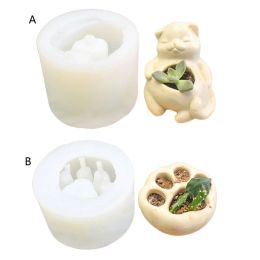 &equipments Mini Cat Paw Cat Silicone Resin Moulds Jewellery Containers Mould Succulent Plants Flower Pot Candle Holder Silicone Moulds