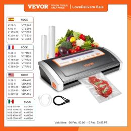 Processors VEVOR Vacuum Sealer Machine 80Kpa 130W Automatic/Manual Air Sealing System with Builtin Cutter for Dry and Moist Food Storage