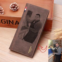 Wallets Picture Engraved Wallet PU Leather Wallet Trifold Vertical Custom Photo Wallet Holiday Gift Custom Personalized Wallet for Him
