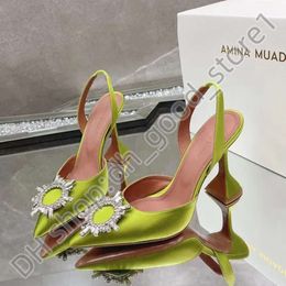 Amina Muaddi Heel Clear Sandals Top Luxury Designer Dress Shoes Bowknot Crystal Diamond Decoration Transparent PVC Wine Cup Amina Muadi Red Heels 469