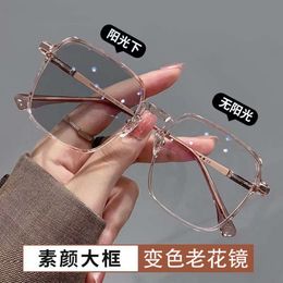 Blue Light Resistant Color Changing Glasses for Women with Large Frames High Appearance Value Leptin Sensitive Myopia Fini