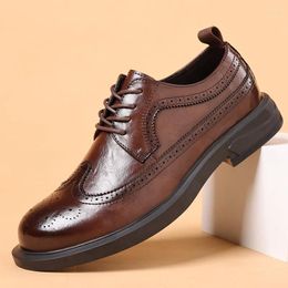 Casual Shoes Autumn Luxury Men Brogue Dress Suit Formal Business Leather Brown Wedding Italian Banquet Shoe