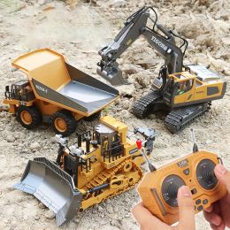 Cars RC Excavator Alloy Wireless Remote Control Engineering Vehicle Toy Charging Model Children's Toy Car 6/9/11 Channels Kids Gift