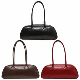 women Fi Shoulder Bag Large Capacity PU Leather Trendy Shop Bag Solid Color Stylish Cylinder Bag Single Shoulder e597#