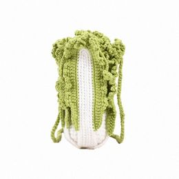 new Fi Cute Handmade Woven Bag Women's Knitted Chinese Cabbage Mobile Phe Bag Crossbody Bag Handbag Purse Shoulder a1YA#