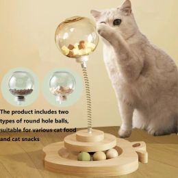 Toys Pet Leaking Food Ball Spring Turntable Cat Toy Pet Training Feeder Track Balls Gaming Interactive Turntable for Cats Playing