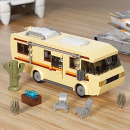 Blocks BuildMoc Cooking Lab RV Car Pinkman Building Blocks Set New Breaking Bad Walter White Van Vehicle Toy For Children Birthday Gift