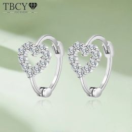 Earrings TBCYD 0.6cttw D Color Heartshaped Moissanite Hoop Earrings For Women S925 Silver 18K Gold Plated Diamond Earrings Fine Jewelry