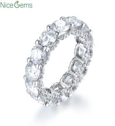 NiceGems 14k White Gold Eternity Band Round Brilliant Cut 7.7ctw Moissanite Wedding Ring band matching bandColor VVS1 Clarity2672065