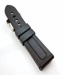 24mm High Quality Fashion Black Silicone Rubber Band 22mm Silvery Steel Screw Tang Buckle Strap for PAM PAM 111273s8158148