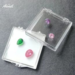 Display Transparent Floating Gem Jewelry Display Box Stone Storage Case Gemstone Specimen Packaging Showcase Diamond Holder Gift Box 2Pc