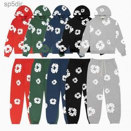 Denium Tear Hoodie Flower Ready Make Foam Sweatpants Sweatsuits Hip Hop Hooded Sweatshirt Vintage Graphic Demin Fashion Streetwear Pullover Sweaters M0IP