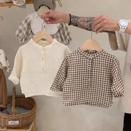 T-shirts Spring Fashion Baby Boy Shirts Nweborn Infant Long Sleeve Cotton White Shirt Casual Kids Tops