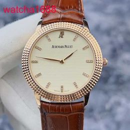 Mens AP Wrist Watch Classic Series 15163OR White Plaid Dial With 18K Rose Gold Material Simple And Large Two Needle Manual Mechanical Warranty