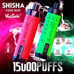 Feed Bar PUFF SHISHA 15000 Disposable Vapes Mesh Coil 0.6ohm Big Cloud DTL E-Cigarette Hookah Pen Vapsolo 15 k Puffs Digital display Low Nic al fakher Vaper Eu Warehouse