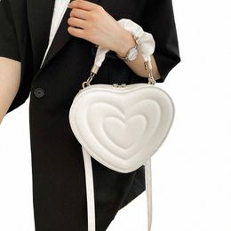 cute Peach Love Women Crossbody Bag Fi Heart Shaped Ladies Handbag 2023 Luxury PU Evening Purse Female Solid Top-Handle Bag A3XI#