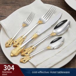 Dinnerware Sets 5Pcs/Set Fork Spoon Tableware Knife Silver Gold Plated Luxury Cutlery Set Stainless Steel Flatware Western Gift