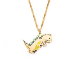 Stainless Steel Gold Dinosaur Cartoon Cute Animal Pendant Necklace Kid Children Jewelry Necklaces Gift For Him Chains4213682