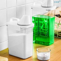 Dispensers Refillable Laundry Detergent Dispenser Powder Storage Box Clear Washing Softener Bleach Storage Liquid Container With Scale